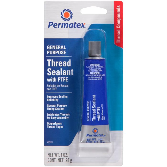 Permatex 80631 Thread Sealant with PTFE, 1 oz.