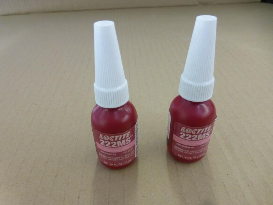(2) NEW LOCTITE 222MS .34 FL.OZ. (10 ML) LOW STRENGTH NEW OLD STOCK EXPIRED 3/16