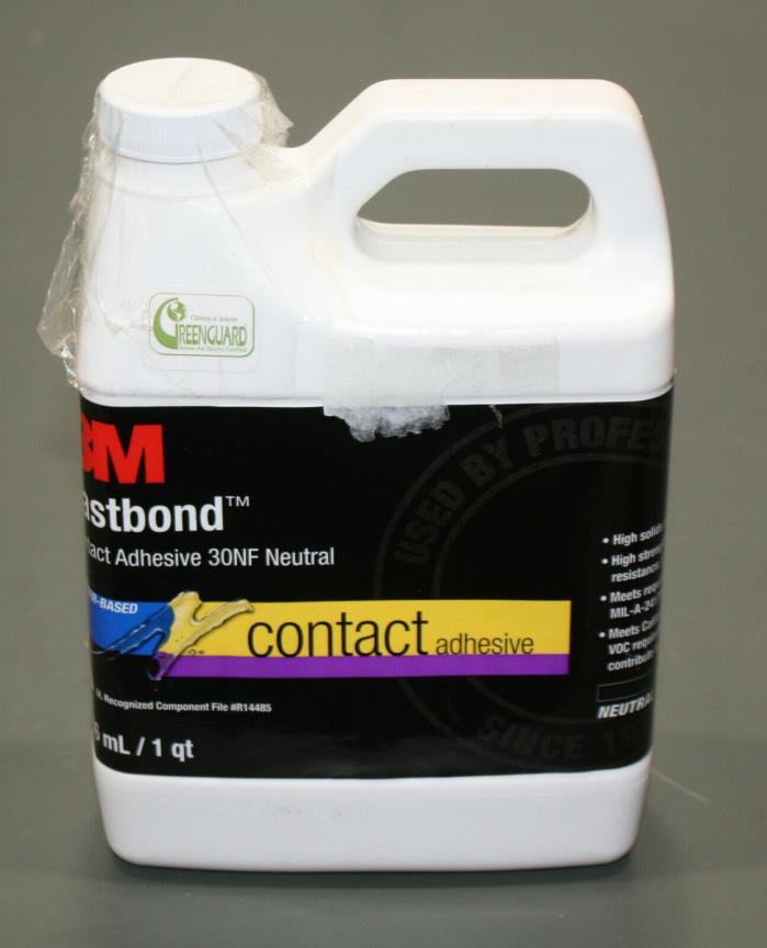 3M Fastbond Contact Adhesive 30NF Neutral, 1 Quart / 32 oz / 946 ml, Liquid Glue
