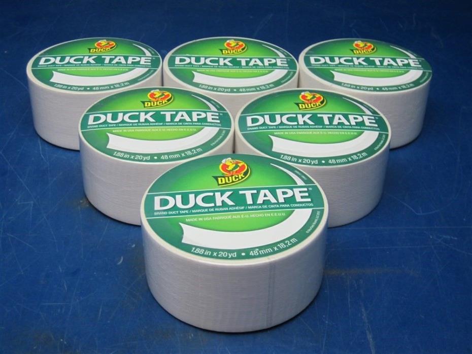 Lot of 6 Rolls Duck Tape Brand WHITE 1.88
