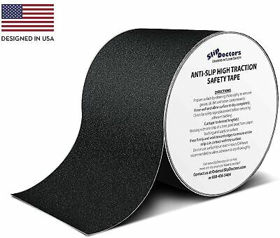 SlipDoctors Outdoor Black Anti-Slip Safety Tape 4 inch x 15 feet, Highest Tra...