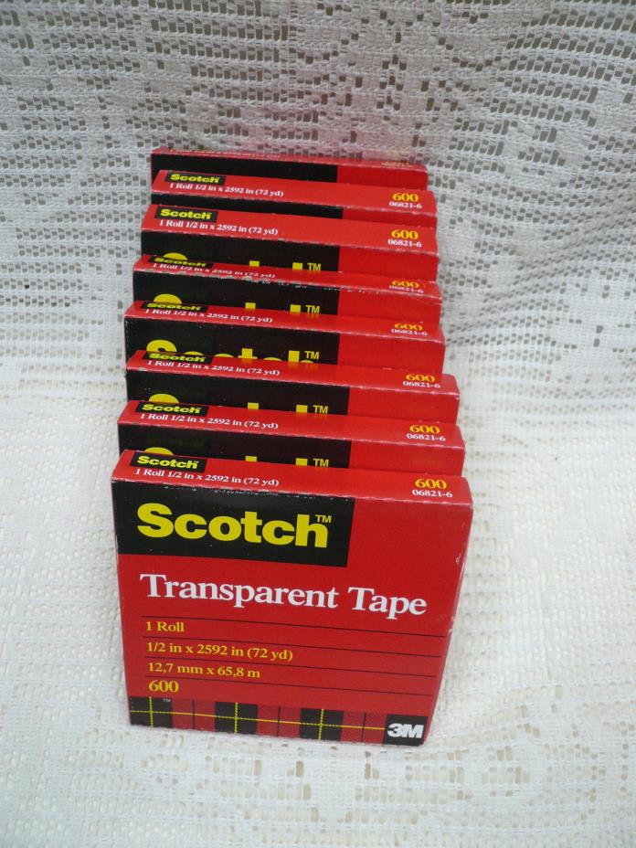 Lot 8 Rolls Scotch 600 Transparent Tape 3M 1/2