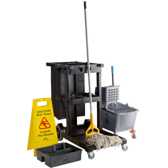 WHOLE KIT Lavex Cleaning Cart Commercial Janitor Mop Head Bucket Housekeeping