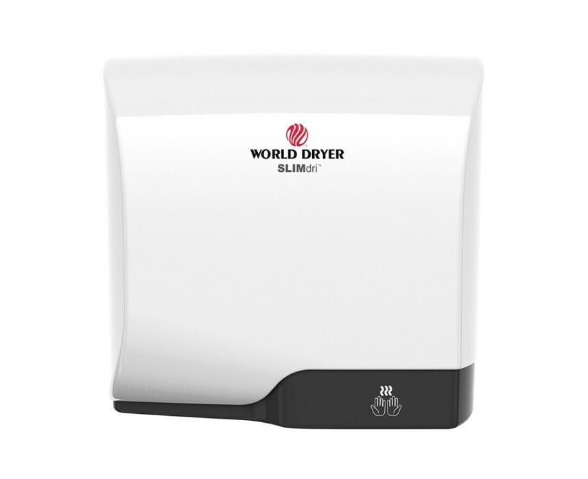 World Dryer L-974 SlimDri ADA Compliant White Hand Dryer, Fast, 110-240 Volt