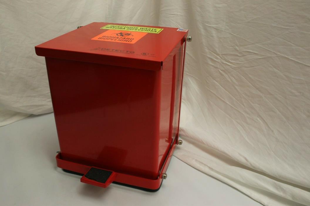 Detecto Receptacle Baked Epoxy Red Capacity 16 Quart 4 Gallon Waste Step on