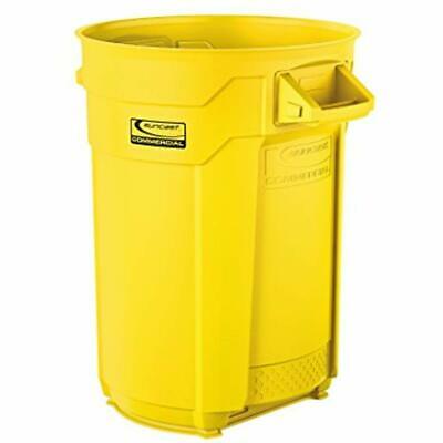 Utility Trash Can, 32 Gallon- Yellow Industrial 