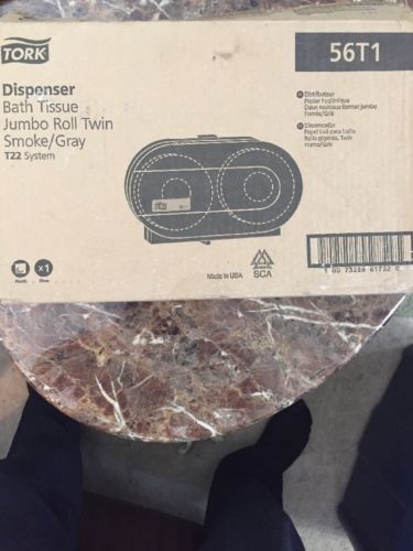Brand New Tork Smoke/Gray Twin Jumbo Roll Bath Tissue Dispenser 56T1