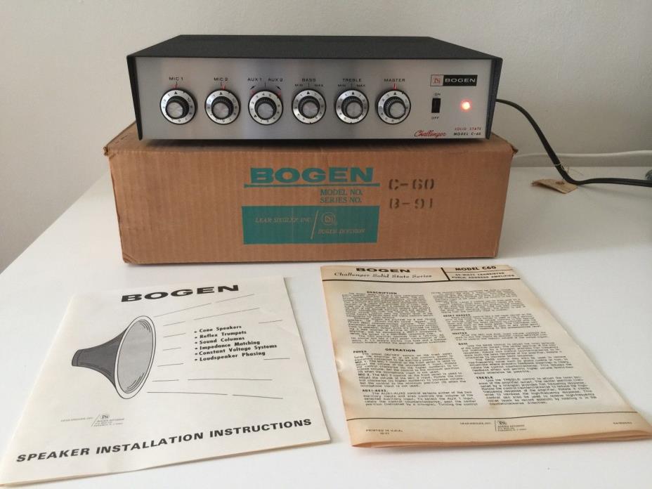 VINTAGE BOGEN CHALLENGER C60 SOLID STATE PA SYSTEM AMP 1970s w/org User Manuals