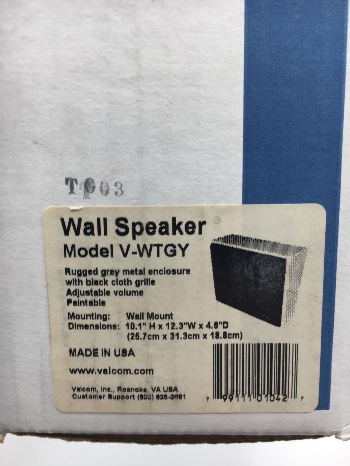 Valcom V-WTGY/V-109 Wall Speaker in gray metal enclosure New/Unused in box
