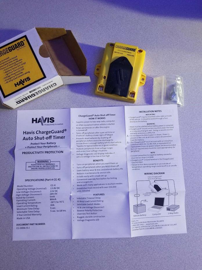 HAVIS CHARGEGUARD CG-X 12V AUTO ON/OFF TIMER SWITCH NIB