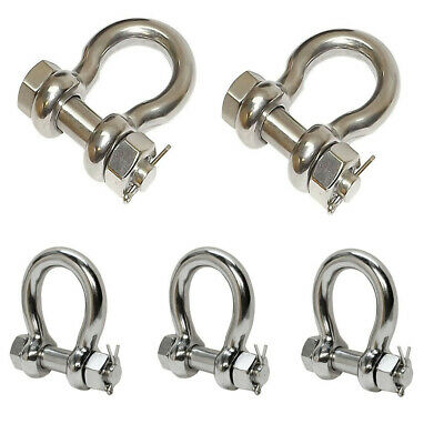 Ring Bow Rig Bolt Screw Pin Anchor Shackle Marine Stainless Steel 5 Pc 3/16 Inch
