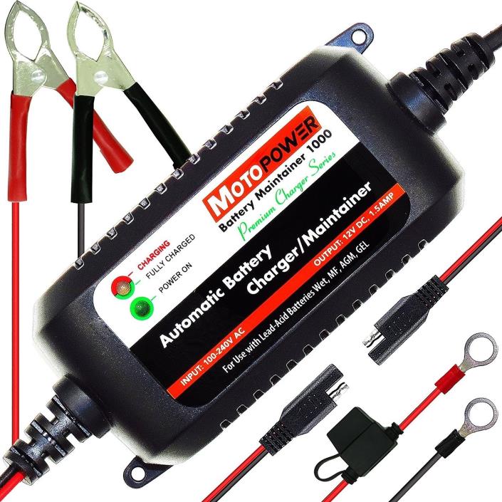 Automatic Battery Charger Car Maintainer Motorcycles RV ATV Boat 12V 1.5 Amp