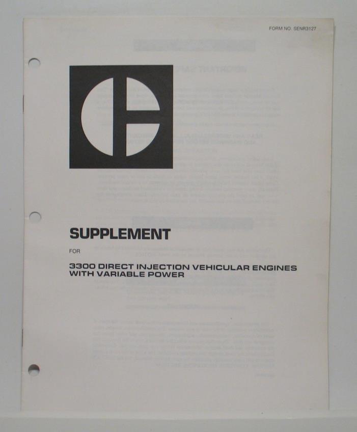 Caterpillar Manual Supplement Test Adjust 3306 3304 Direct Injection Scroll Fuel