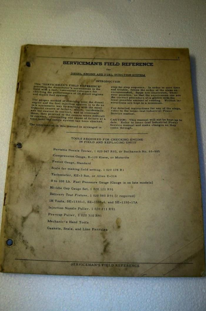 International Harvester field reference diesel engine and fuel injection #2