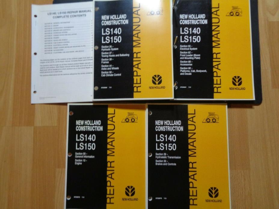 New Holland LS140 LS150 skid steer factory repair manual set OEM in binder **