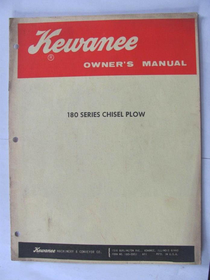 Kewanee Model 180 series Chisel Plow Owners  Manual