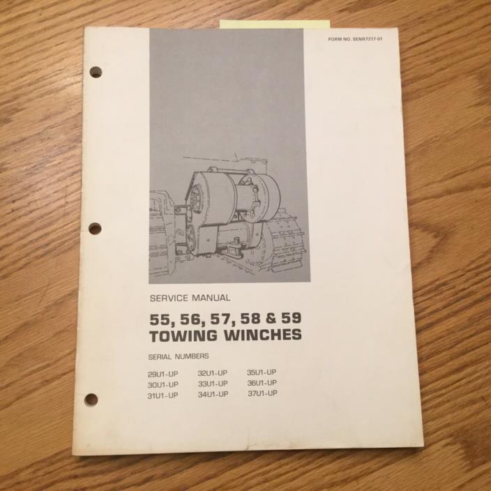 CAT Caterpillar 55 56 57 58 59 TOWING WINCH SERVICE SHOP REPAIR MANUAL GUIDE