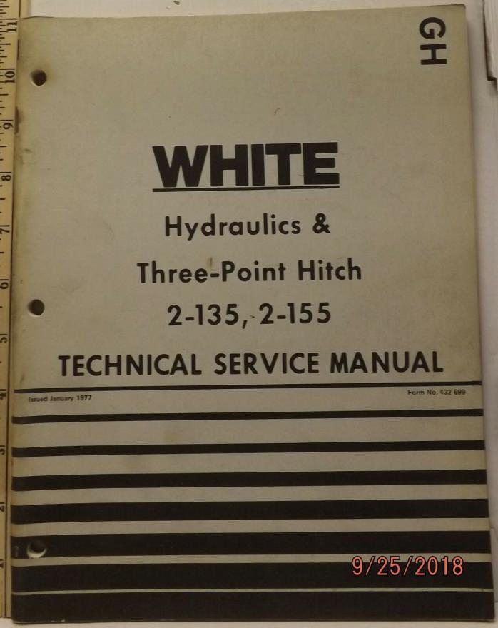 WHITE 2-135  2-155 TRACTOR  HYDRAULICS 3 POINT HITCH SERVICE MANUAL VG CLEAN