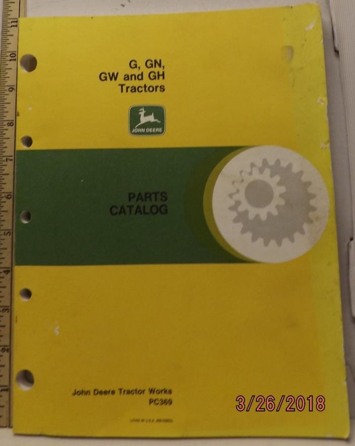 JOHN DEEREMODEL G GN GW GH TRACTORS  PARTS CATALOG GOOD SOLID CLEAN