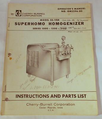 Vtg Superhomo Homogenizer Operators Manual Cherry Barrell OM-5296-03 ss-vbr 1000