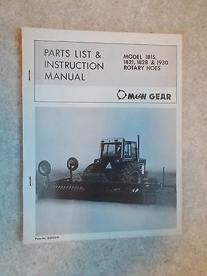 M & W Gear Rotary Hoe Parts & Instruction Manual 1815, 1821, 1828,1930
