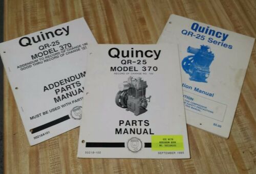 Quincy QR-25 Series Compressor Instruction Parts Manual Addendum 1986 50218A101