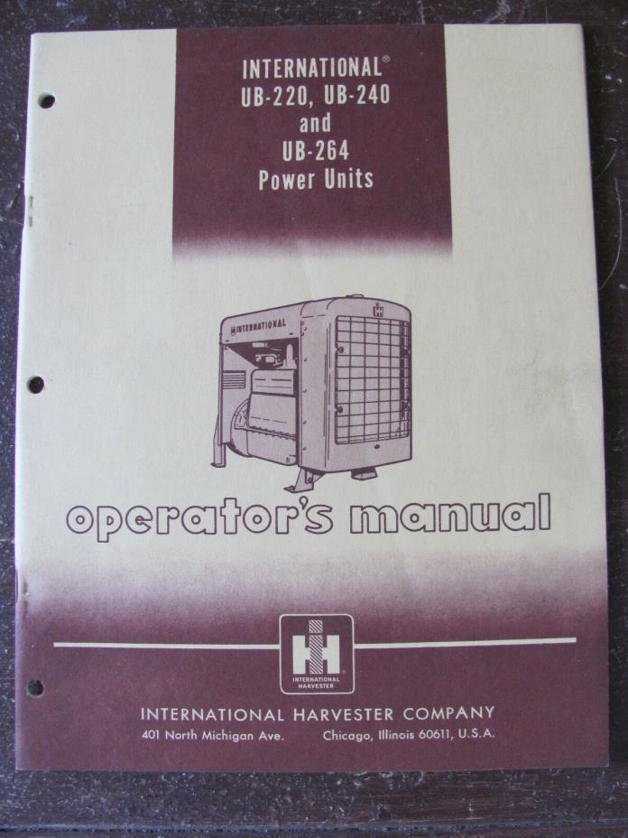 IH International UB220 UB240 UB264 Power Unit Operators Manual