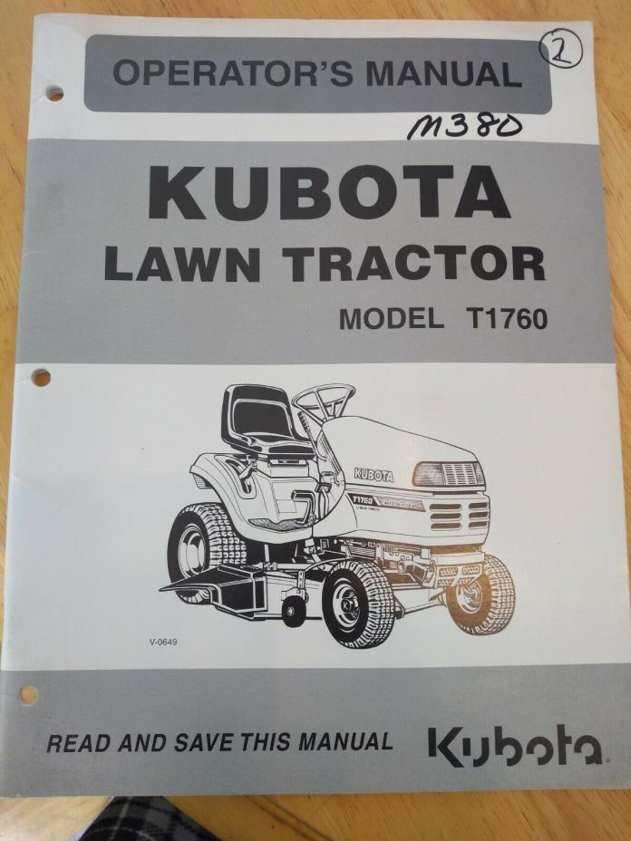 Kubota T1760 T 1760 lawn tractor owners & maintenance manual