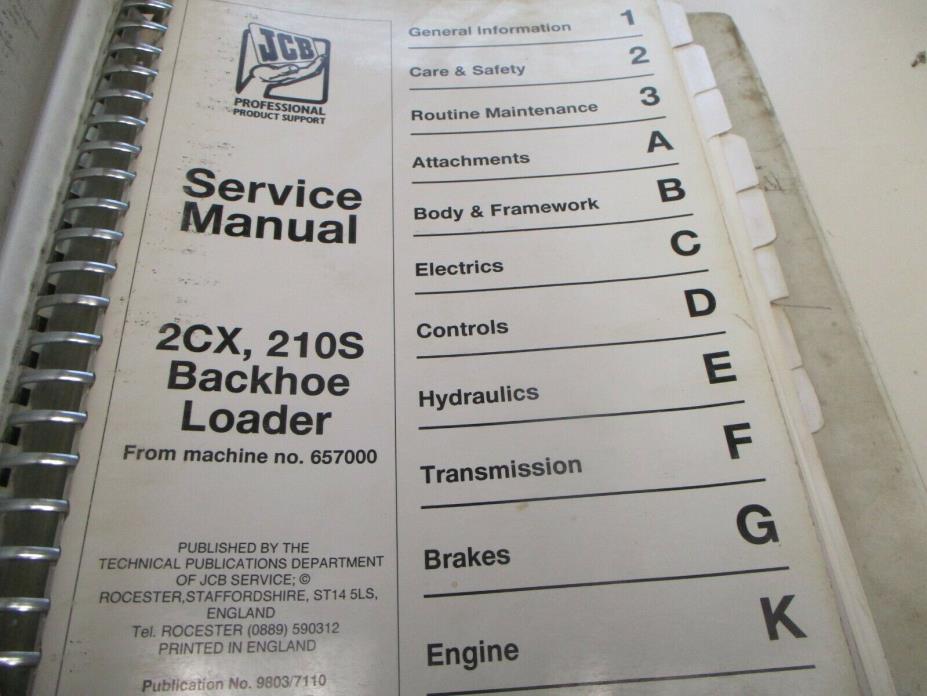 JCB 2CX 210S Backhoe Loader Service Manual