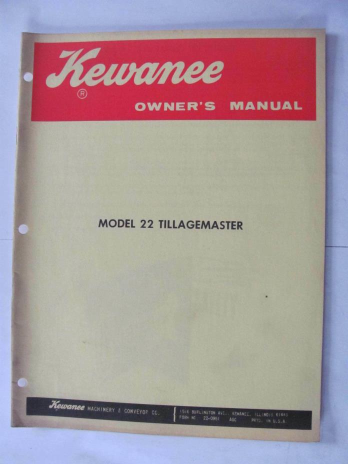 Kewanee Model 22 Tillagemaster Owners  Manual