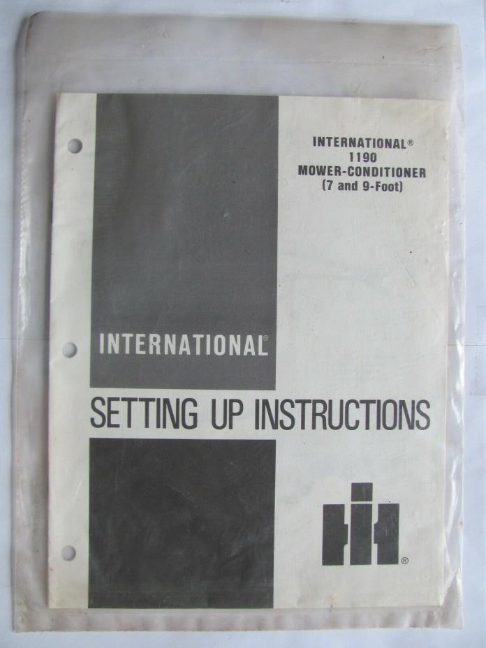 IH International 1190 Mower Conditioner Set Up Instruction Manual