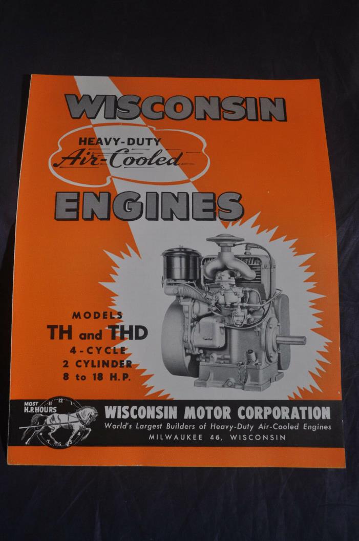 VINTAGE Wisconsin HEAVY DUTY Air Cooled Engines Models TH & THD Brochure