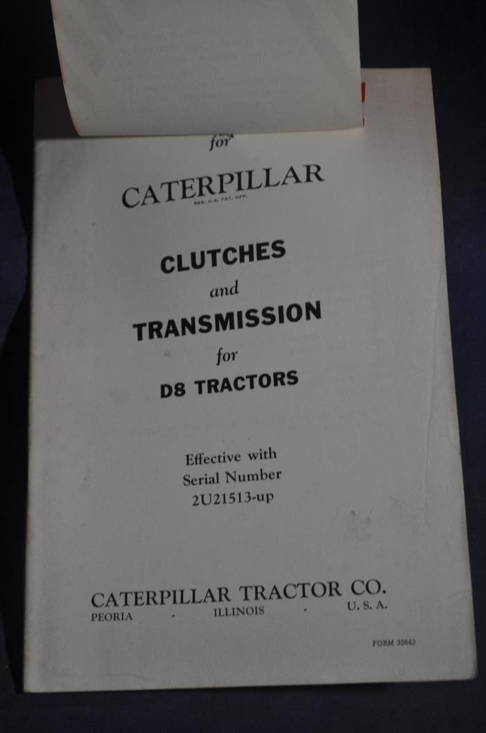 1953 Caterpillar Clutches & Transmissions D8 Tractor Service Info SN 2U21513-Up