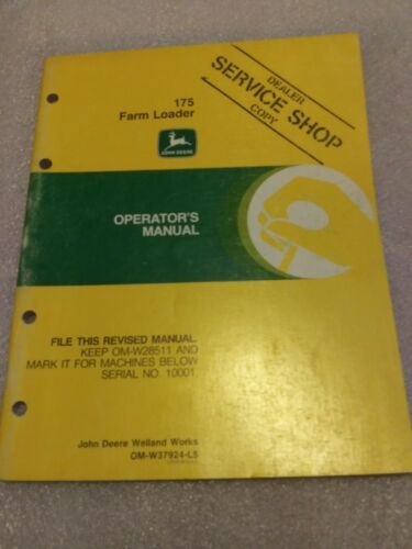 John Deere 175 Farm Loader Operators Manual OMW37924
