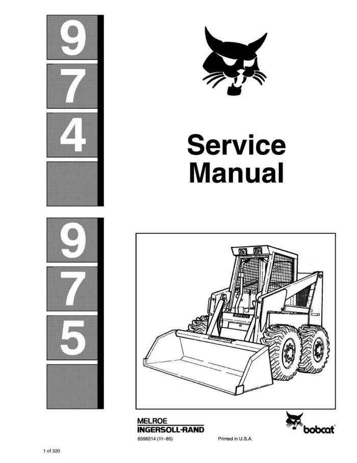 Bobcat 974 & 975 Loader Repair Service Manual B-grade 1985 Reproduction 6556214