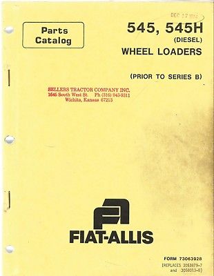 Allis-Chalmers 545 & 545H Diesel Wheel Loader Parts Manual