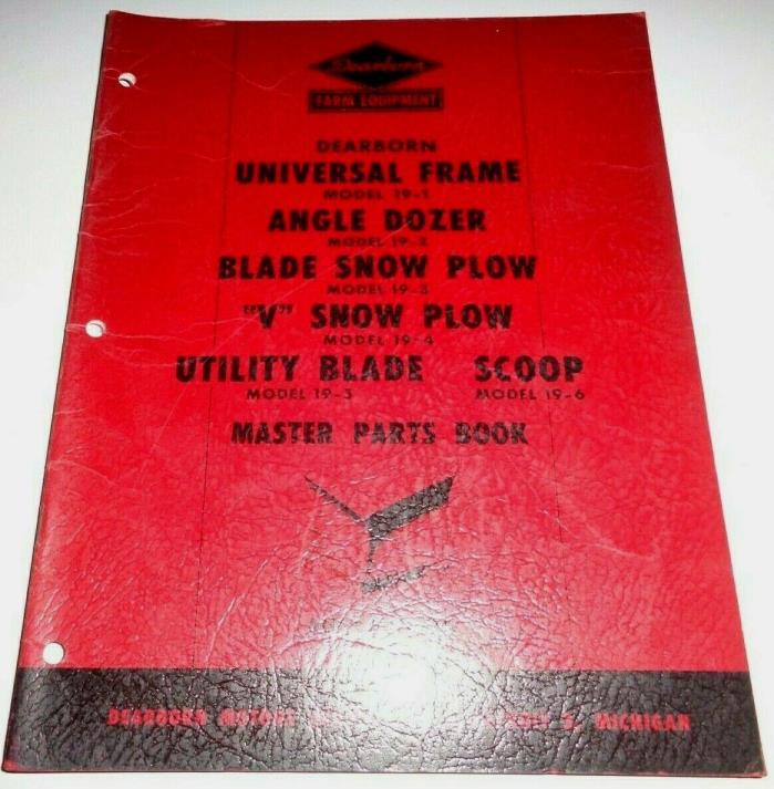 *Ford Dearborn Dozer Snow Plow Scoop Blade Master Parts Catalog Book Original!