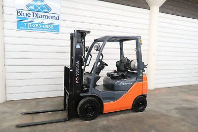 2015' Toyota 8FGU15, 3,000# Pneumatic Tire Forklift, LPG Fuel, 3 Stage, S/S