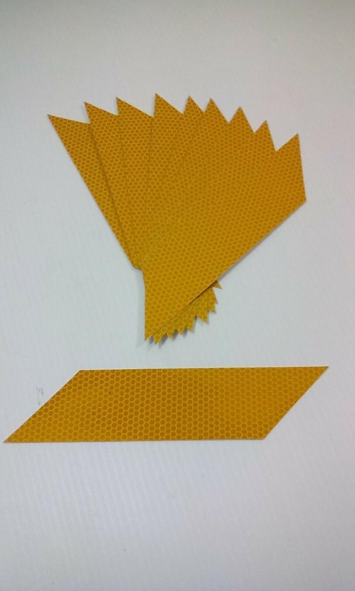 ( 10) YELLOW REFLECTIVE angle cut Vinyl Tape Strips, approximately 8