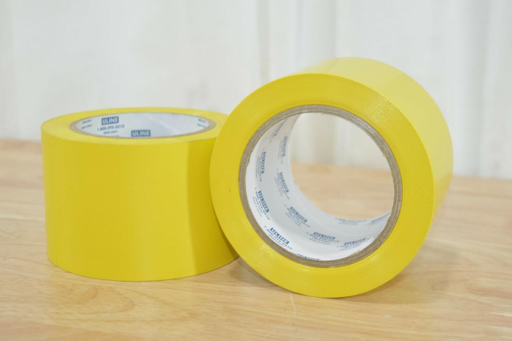 2 Rolls ULINE Industrial Vinyl Safety Tape, Yellow, 3