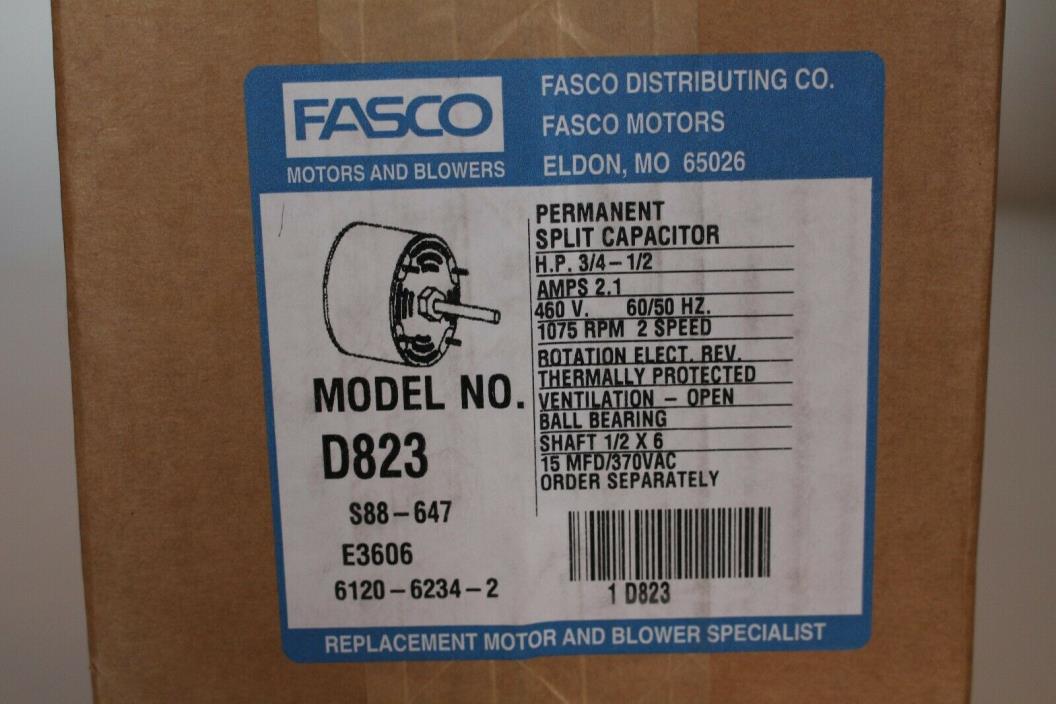 FASCO Electric Motor D823 3/4-1/2 HP 2.1 Amp, 460V
