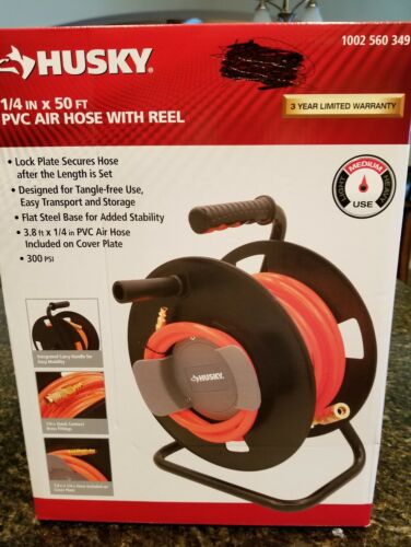 HUSKY~PVC AIR HOSE WITH REEL~1/4 in X 50 ft~300 PSI~NEW IN BOX