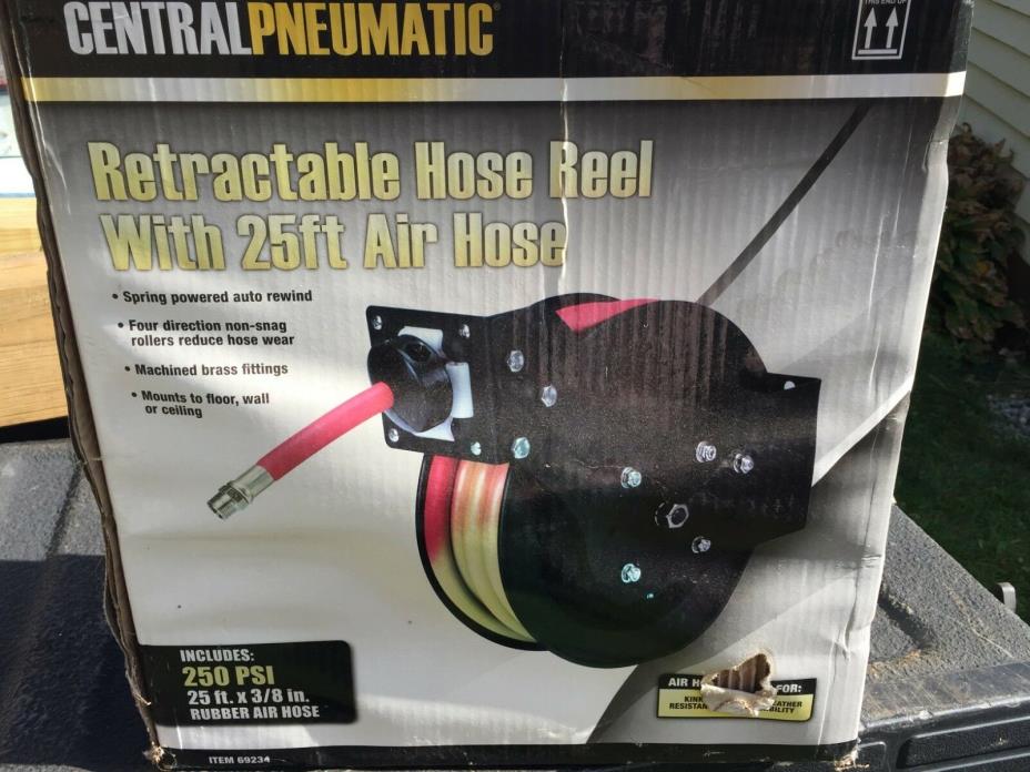 Central Pneumatic Retractable Hose Real With 25 ft Air Hose 69234