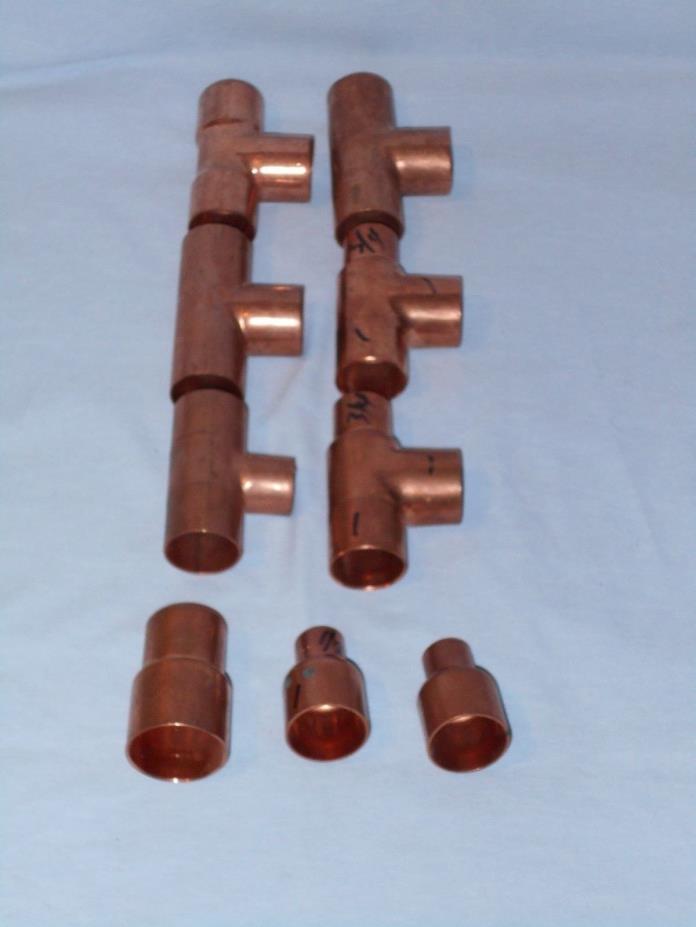 1  copper plumbing fittings. Water/heat, Lot of 6 TEE's   Premium quality.