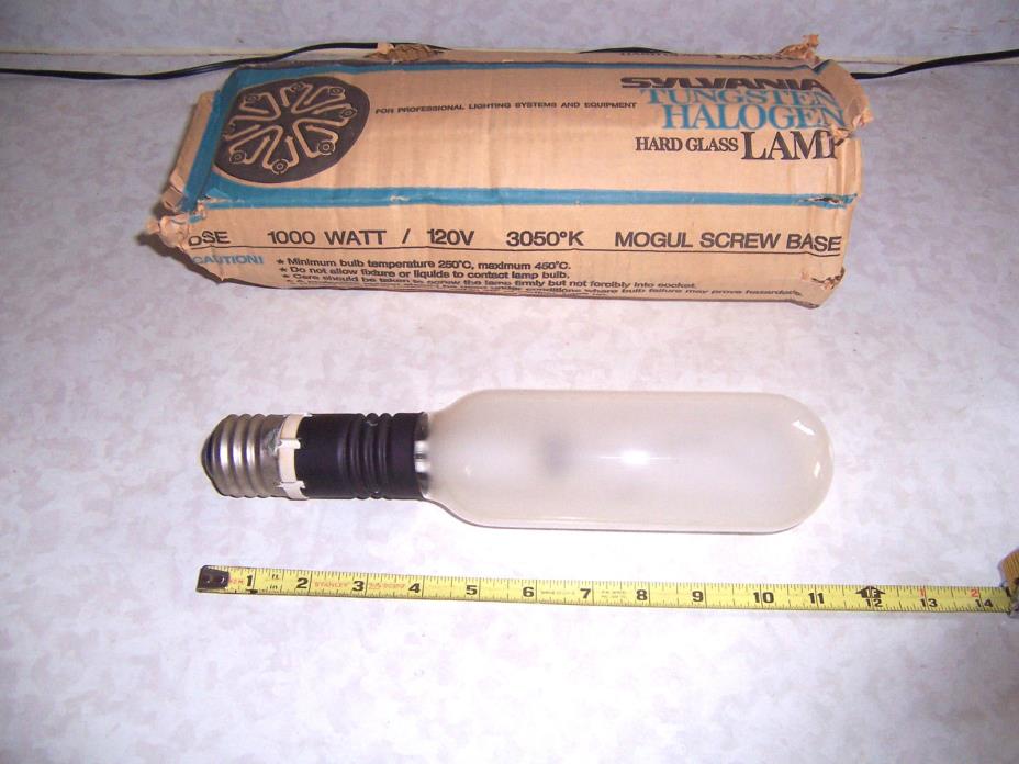 Sylvania Tungsten Halogen DMX 1000W. 120V. Hard Glass Lamp, Mogul Screw Base NOS