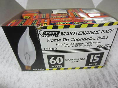 FEIT ELECTRIC MAINTENANCE PACK~FLAME TIP CANDELABRA BASE~60 W~15 PACK~UNTESTED