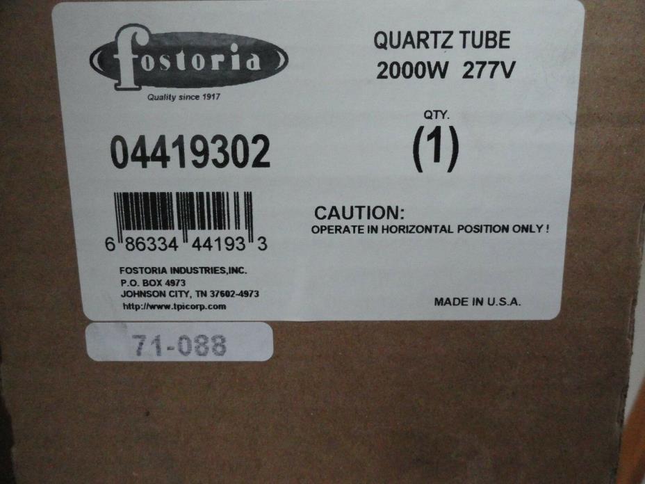 Fostoria Quartz heating tubes. 04419302 2000w 277v New in box.