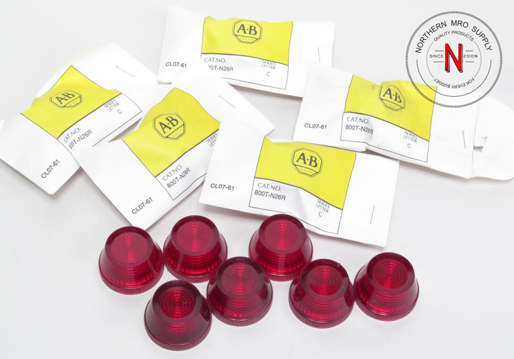 LOT OF 12 ALLEN BRADLEY 800T-N26R PILOT LIGHT LENS, RED