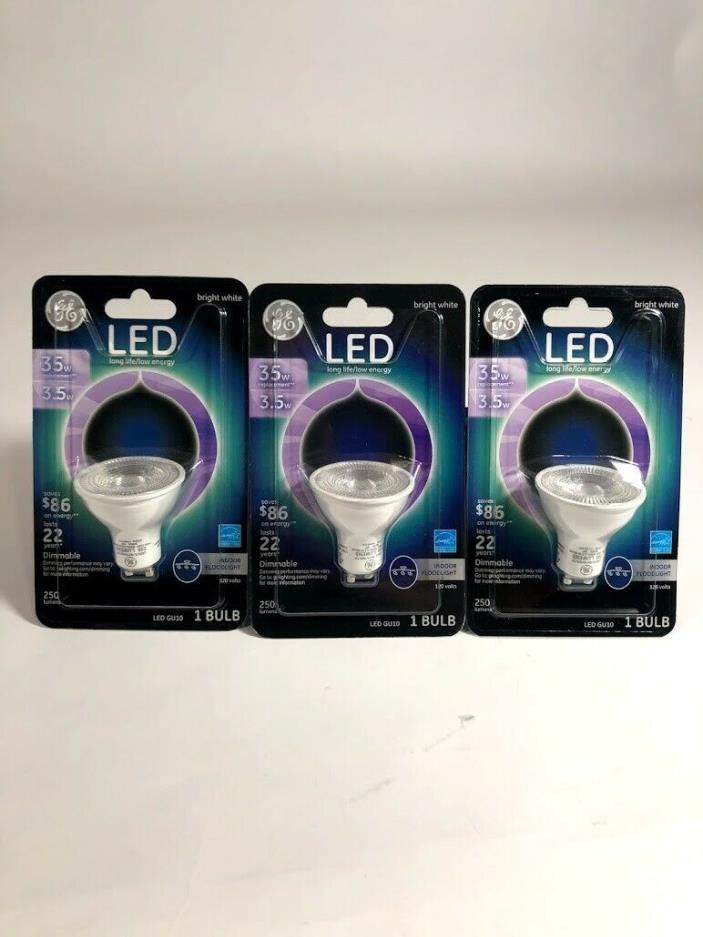 3 GE LED Bright White Indoor Floodlight GU10 Bulb NEW pack of 3