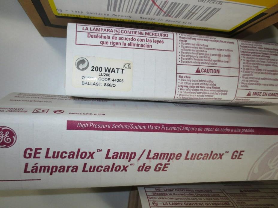 GE Lucalox 200W High Pressure Sodium Lamp LU200 ED18 Bulb Clear S66/0 Ballast